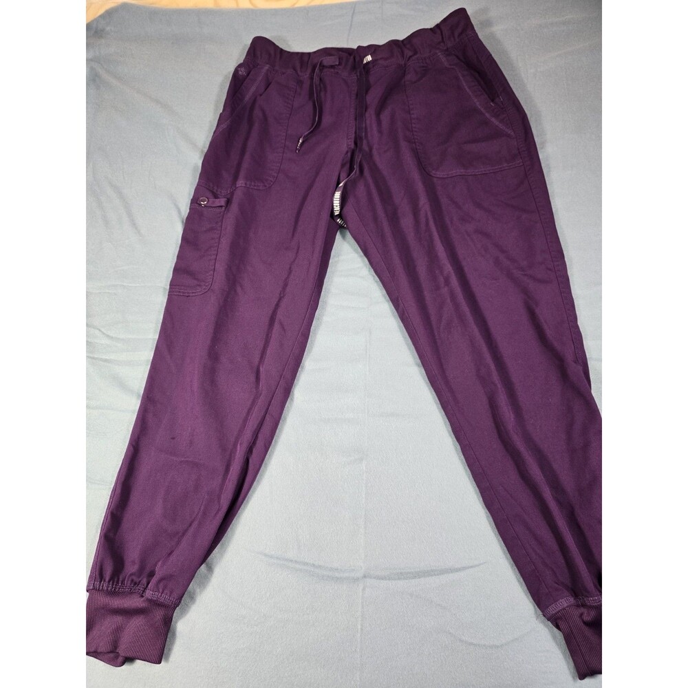 MedCouture Womens Elastic Waist Slash Pocket Royal Blue Jogger Pant Sz L Purple